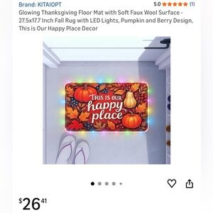 Glowing Thanksgiving Floor Mat with LED Lights See Pictures  Use in any space